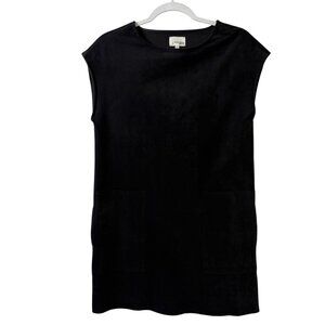 Aritzia Wilfred Free Nori Mini Dress Size XXS Black Faux Suede Boxy Pockets